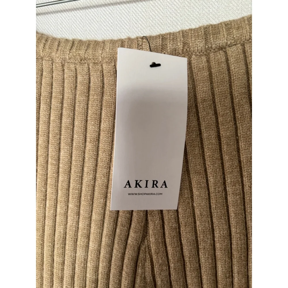 Women's AKIRA Ribbed Knit Sweater Dress Tan XL